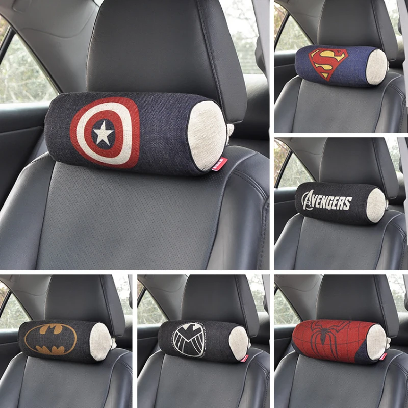 

Cartoon super hero cars seat headrests pillow for the neck automobile pillows under cushion set auto accessories