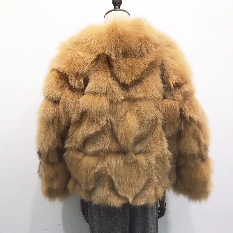 Зимняя новая модная шуба из натурального Лисьего меха женская негабаритная куртка с длинным рукавом из натурального меха rf1922