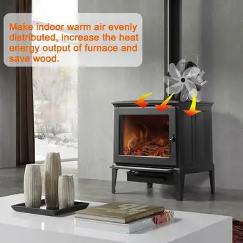 

1pc Stove Fan 4-Blade Hot Air Stove Fan With Electromagnetic Thermometer Fireplace Environmental Protection Silent Fan