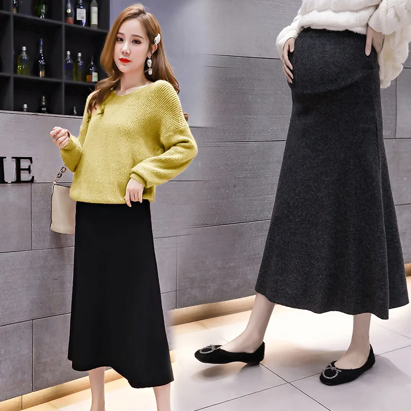 

Maternity Clothes Skirt Fashion Mom Fashion Models Autumn Mid-length Skirt Loose Maternity Dress Clothes Fall And Winter Clothes