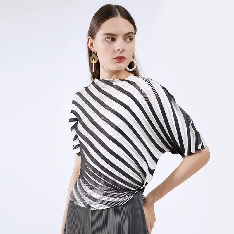 Miyake Pleated Personality striped irregular coat
