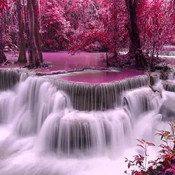 

New DIY Diamond Painting Red Waterfall Full Round/Square Drill Rhinestones Embroidery Cross Stitch 5D Scenery Home Decoration