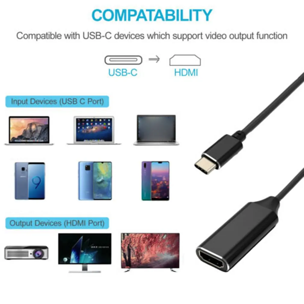 USB-C к HDMI адаптер для монитора проектора HDTV Тип C к HDMI конвертер для MacBook Pro Для iMac для samsung