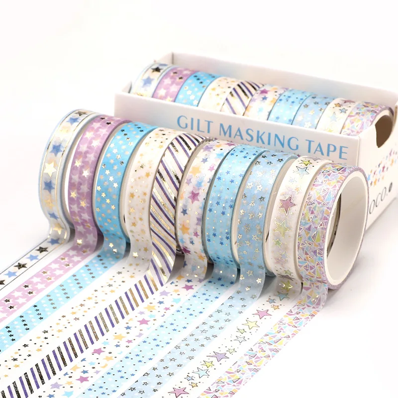 10Rolls/Set Foil Slim Washi Tape DIY Decoration Scrapbooking Masking Tape Adhesive Tape Sticker Stationery By Kevin&sasa Crafts
