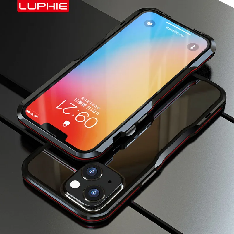 Luphie For iPhone 13 Mini 13 Pro Shockproof Armor Metal Bumper Irregularly Aluminum Case Cover For iPhone 13 Pro Max Case