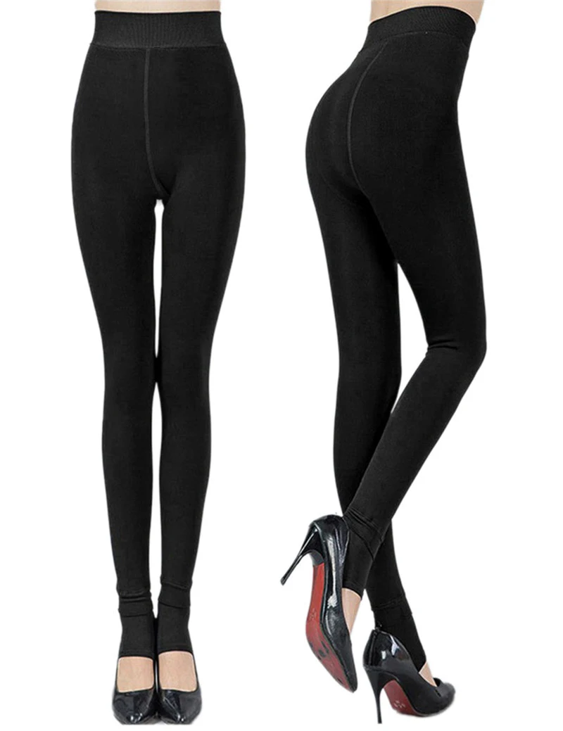 Women Plus Thick Velvet Warm Leggings Autumn Winter Fashion Plus Size Sexy Seamlessly High Waist Leggings Warm Pants - Цвет: black
