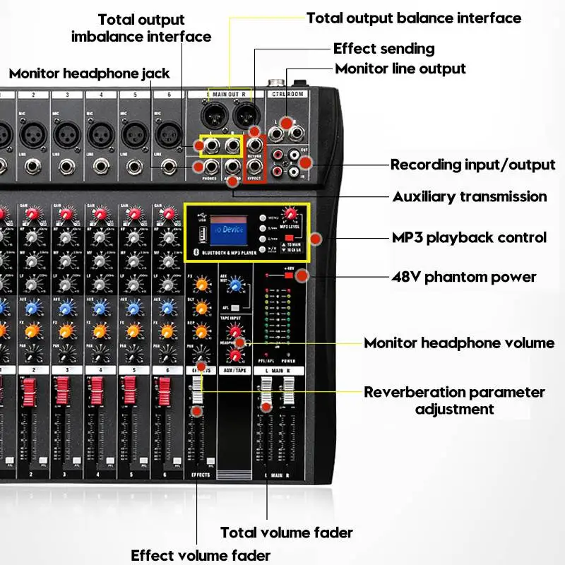 Studio o Sound Mixing Console Bluetooth USB Record