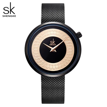 

Vintage Design Ladies Watch Shengke Dress Female Watch Women Metal Mesh Fashion Clock Luxury Brand Classical Bayan Kol Saati