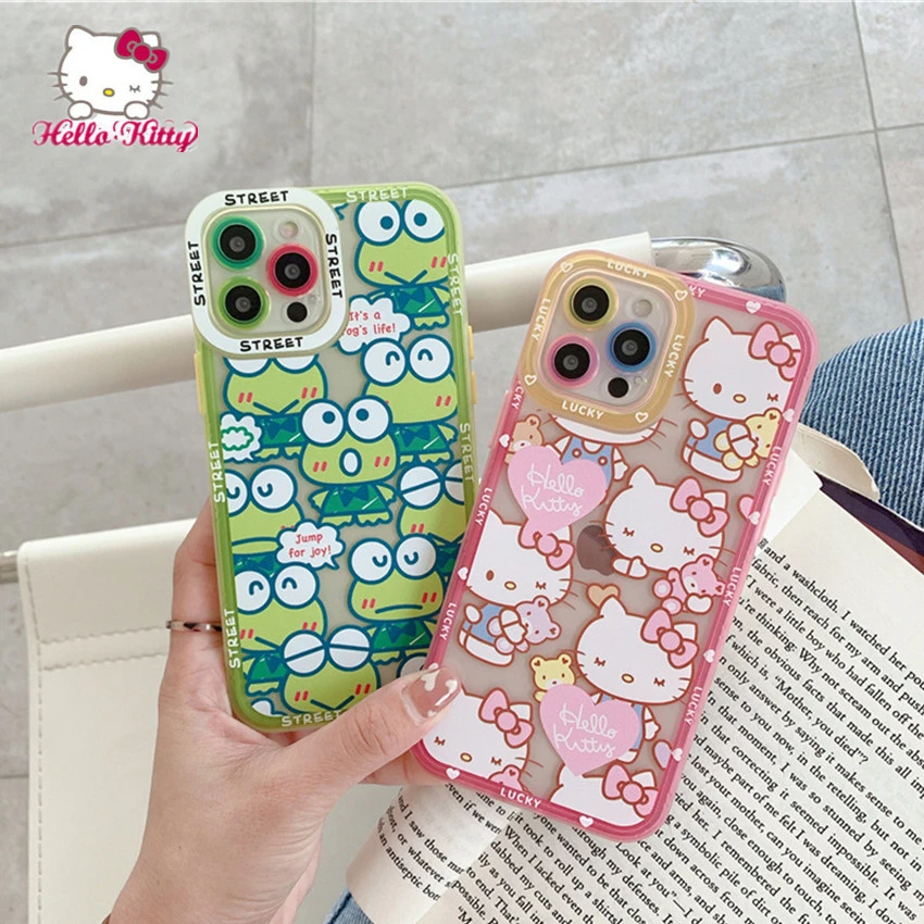 Hello Kitty Cartoon Kawaii Cat Frog Soft Phone Cases For Iphone 13 12