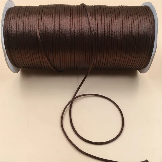 2MM  Chinese Knot Line Cord Silk Satin Nylon Cord 35colors for DIY String Necklace Bracelets 20meters Lot Coffee 738