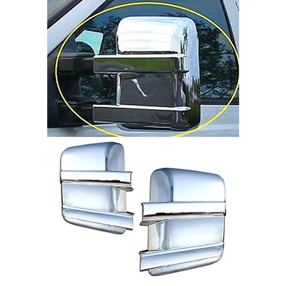 Для 2008- для Ford F250/F350/F450 Super Duty 2 полностью хромированные Чехлы для буксировочных зеркал(без сигнала поворота