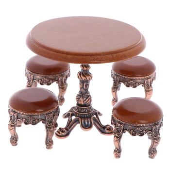 preço 1/12 Madeira Casa De Bonecas Em Miniatura Móveis De Madeira Redonda Em Miniatura Coffe Fezes/mesa 2019 Novo