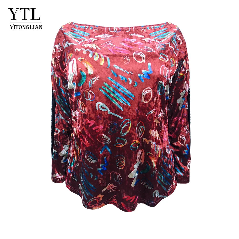 Женская одежда размера плюс, зимняя высококачественная бархатная плотная блузка, Элегантная Женская туника с драпировкой на шее, женские блузки, M-8XL, H153 - Цвет: Red
