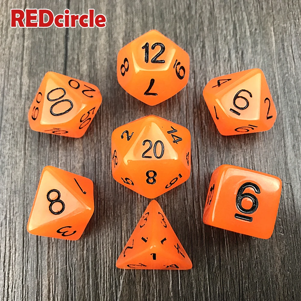 7 шт./лот светится в темноте RPG цифровой набор D4 6 8 10 10% 12 20 светильник игральные