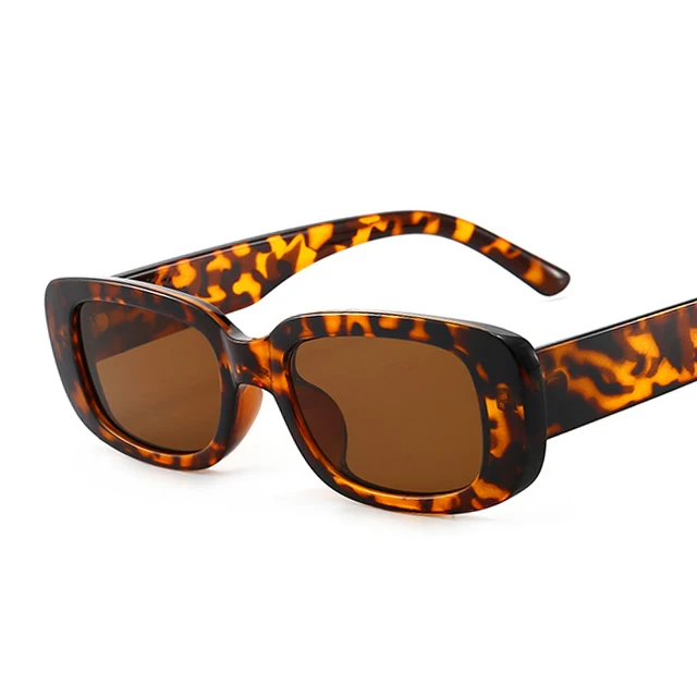 MADELINY 2022 New Small Frame Rectangle Sunglasses Women/Men Brand Design Vintage Sun Glasses Trend Style Eyeglasses UV400 MA423 Leopard-Brown