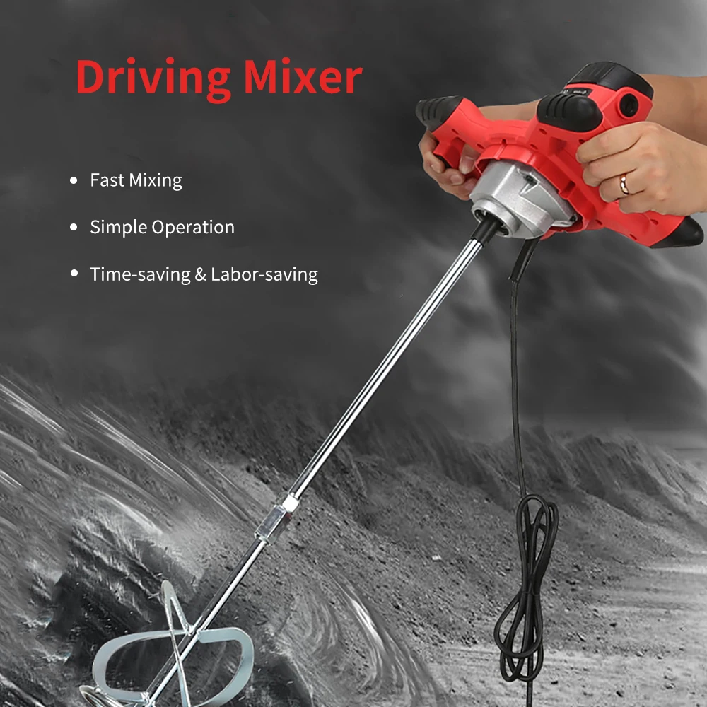 

KKmoon 220V 2100W Handheld Electric Cement Mixer Stirrer 50/60Hz 6-Speed Hand Held Concrete Mixer for Mortars Paint Mud Grout