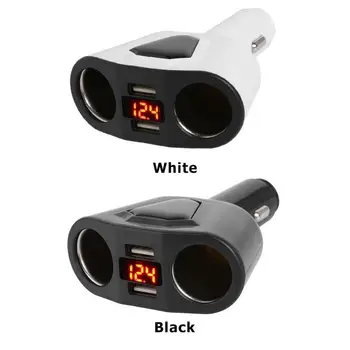 

VODOOL LCD Diapaly Dual USB Car Charger 2 Way 12-24V Cigarette Socket Lighter Fast Car Charger Power Adapter Car Styling