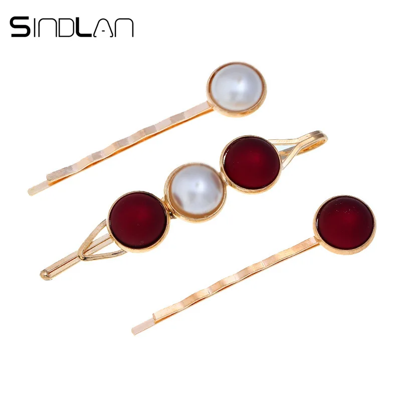 

Sindlan 3PCs Vintage Pearl Hair Clips for Girls Korean Snap Barrette Stick Hairpins Women Hair Styling Jewelry Accessories