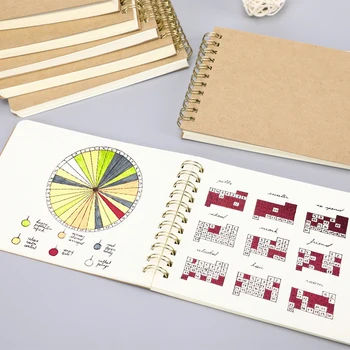 

VEESUN Notebook A6 Sketchbook Drawing Painting Graffiti Spiral Bound Notepad Kraft Cover Memo Writing Pad Office School 7 Packs