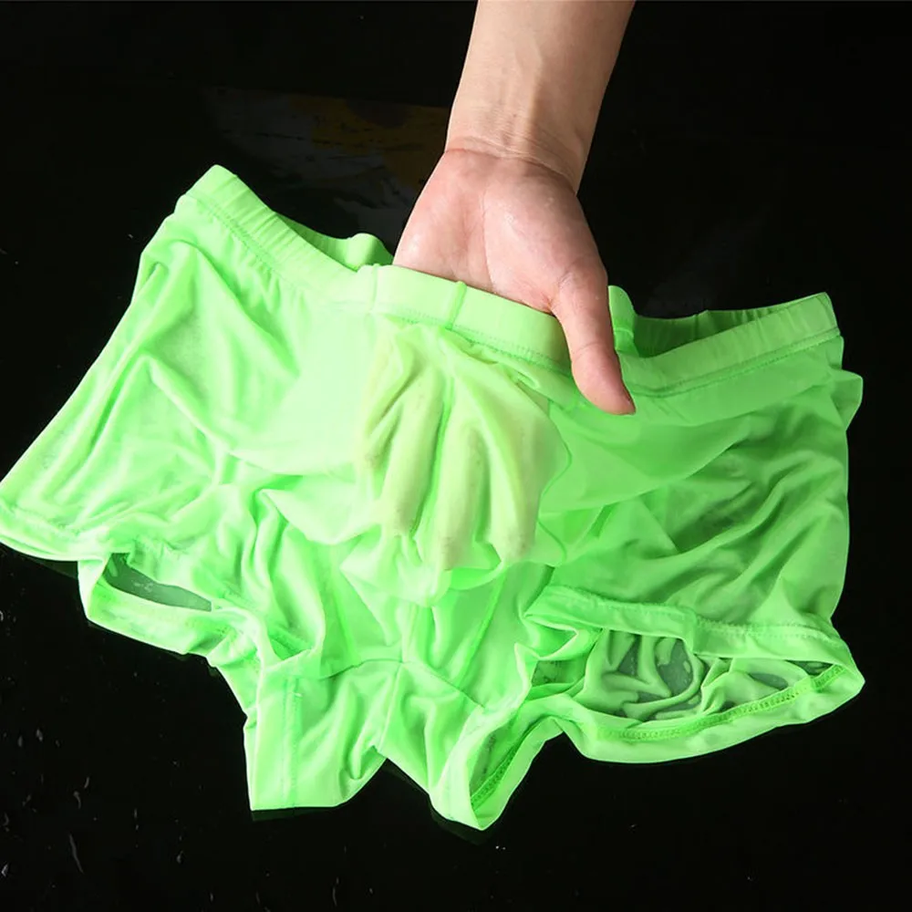 Men's Briefs Wet Seductive Sexy Boxers Thin Transparent Underwear Shorts Trunks Gays Clothes Sissy Panties Fashion Bottom Shorts men's low rise briefs