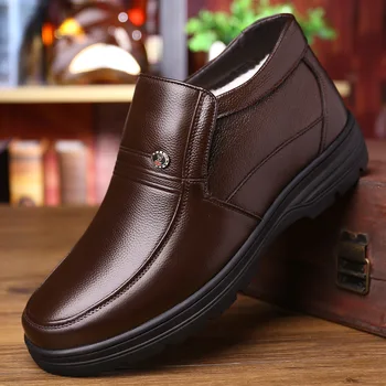 

Genuine Leather Shoes Men Winter Boots Warm Cotton Shoes for Cold Winter Cow Leather Men Ankle Boots Male Footwear 896