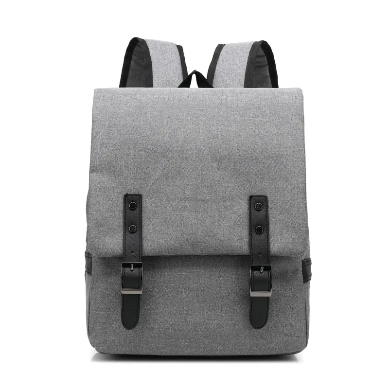 LOUDUN, винтажные мужские холщовые рюкзаки для колледжа, школы, студентов, Оксфордские повседневные дорожные рюкзаки, ретро сумки для ноутбука, для подростков - Цвет: Серый