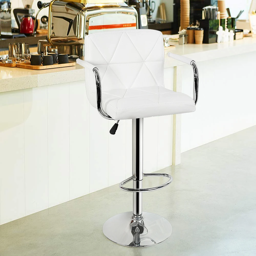 

2Pcs/set Simple Modern Adjustable Leather Bar Chair with Armrests Twill Back Rotating Backrest Stools Home Bar Furniture HWC