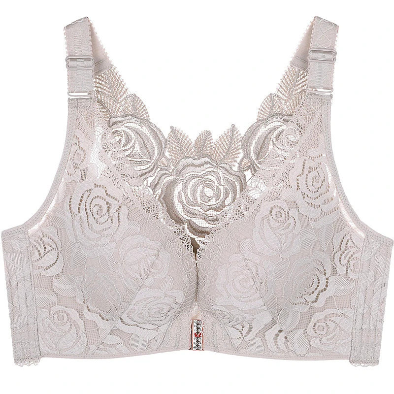 Front Closure Bra Plus Size Bras Rose Embroidery Beauty Back Bra Sexy  Seamless for Women Big Size Roses Adjustable Bras 75-100AB - AliExpress