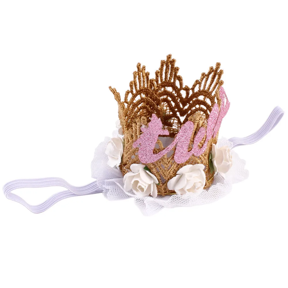 Newborn Crown Headband Princess Crown lace flower headband Baby Girls Hair Band Children Photo Props Hair Accessories