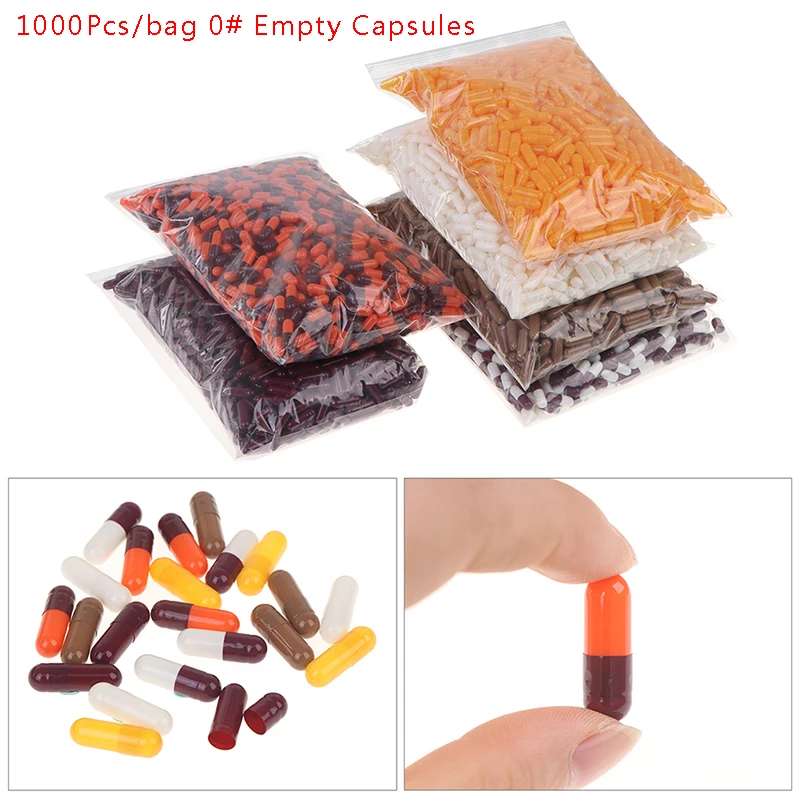 1000pc/bag 0#Empty Gelatin Capsule Empty Hard Clear Kosher Gel For Medicine Pills Refill Storage | Красота и здоровье