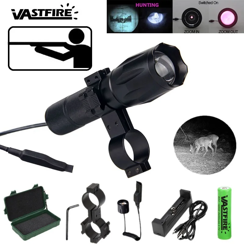 Zoom T50/A100 7W IR 940nm Infrared Night Vision Flashlight Hunting Gun Light LED 