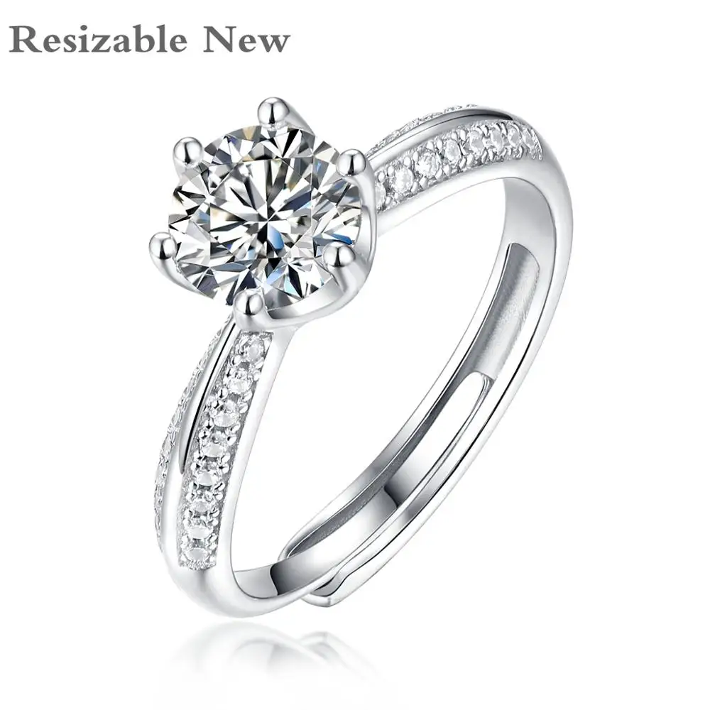 

Moissanite Rings For Bride Resizable D Color VVS1100% Real 925 Sterling Silver Rings Women Wedding Engagement Fashoin Jewelry