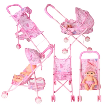 

Different Styles Dolls Accessories Baby Doll Carts Stroller Pink Foldable Double Seat Doll Stroller Doll Furniture Toy