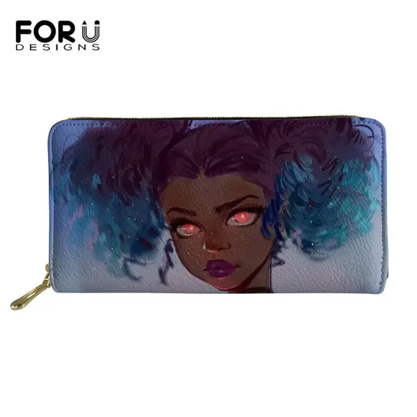 FORUDESIGNS/модные длинные женские кошельки, черный Африканский узор для девочек, кошелек для монет, искусственная кожа, для путешествий, карманы для паспорта - Цвет: CDWX3977Z21