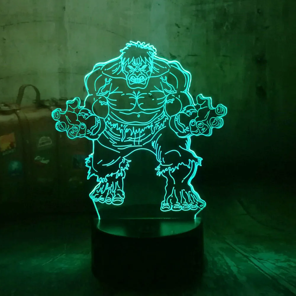 3D светодиодный ночник Marvel Мстители Человек паук Халк Дэдпул многоцветный RGB
