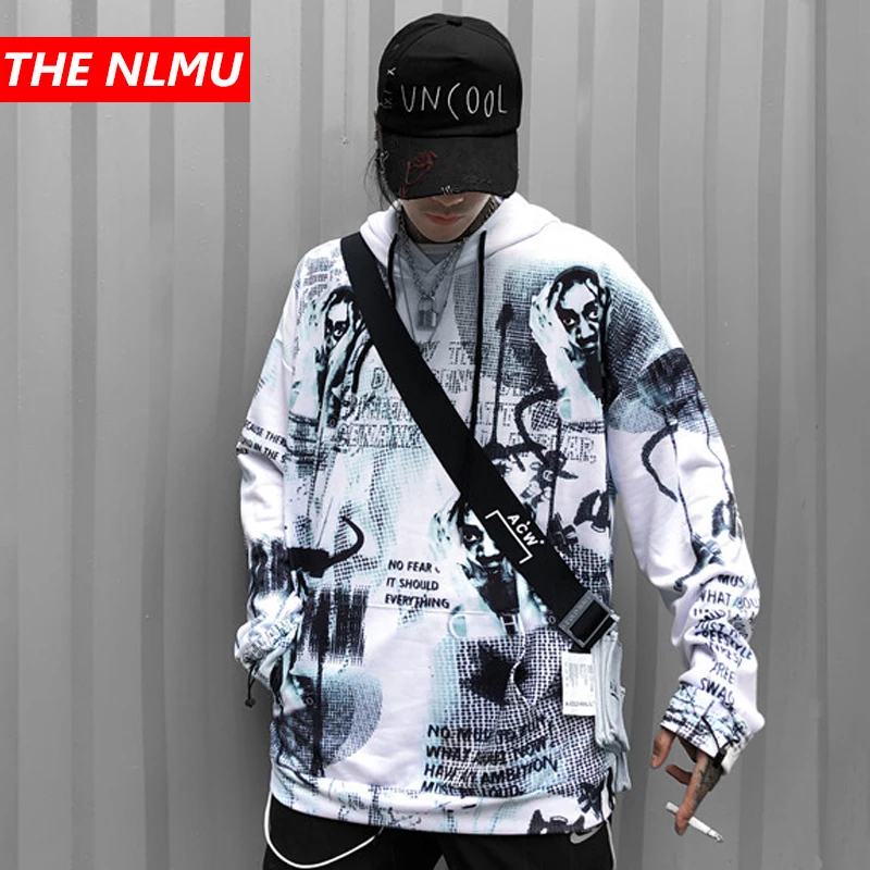 

Hoodies Men Harajuku Creative Print Hooded Pullover Sweatshirts 2019 Streetwear Fashion Hip Hop Casual Tops Hoodie Male WG514
