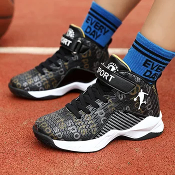 

New Luxury Basketball Kids Shoes Comfortable Basket Shoes Children Anti Slip Kids Basketball Sneakers Brand Boys High Top Shoes