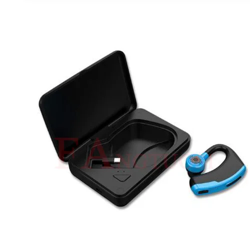 FANGTUOSI High quality Business Wireless Bluetooth Earphone Handsfree Headset With Mic Noise Cancelling Ear-hook Earphones - Цвет: Blue with Charge box