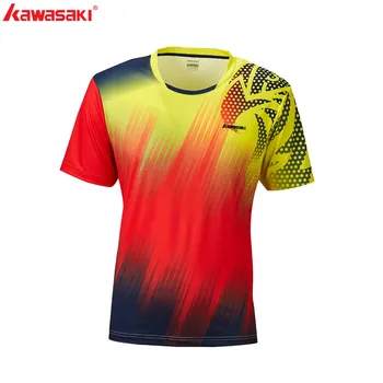 

KAWASAKI Yellow Sports T-Shirt for Men O Collar Short Sleeve Badminton Tennis Shirt Male Fitness Gym Clothes Sportswear ST-R1230