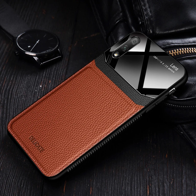 Gold I coque, чехол, чехол, для HuaWei Honor 9X Pro Honor9X на кожаном зеркальном стекле Силиконовый противоударный телефон роскошные мягкие милые чехлы - Цвет: Gold