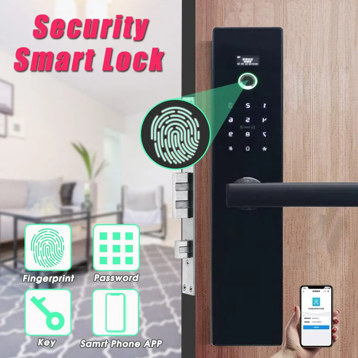 

Handle Fingerprint Lock Electronic Door Lock APP IC Card Key Digital Code Password Smart Lock for Home Security Door Hotel