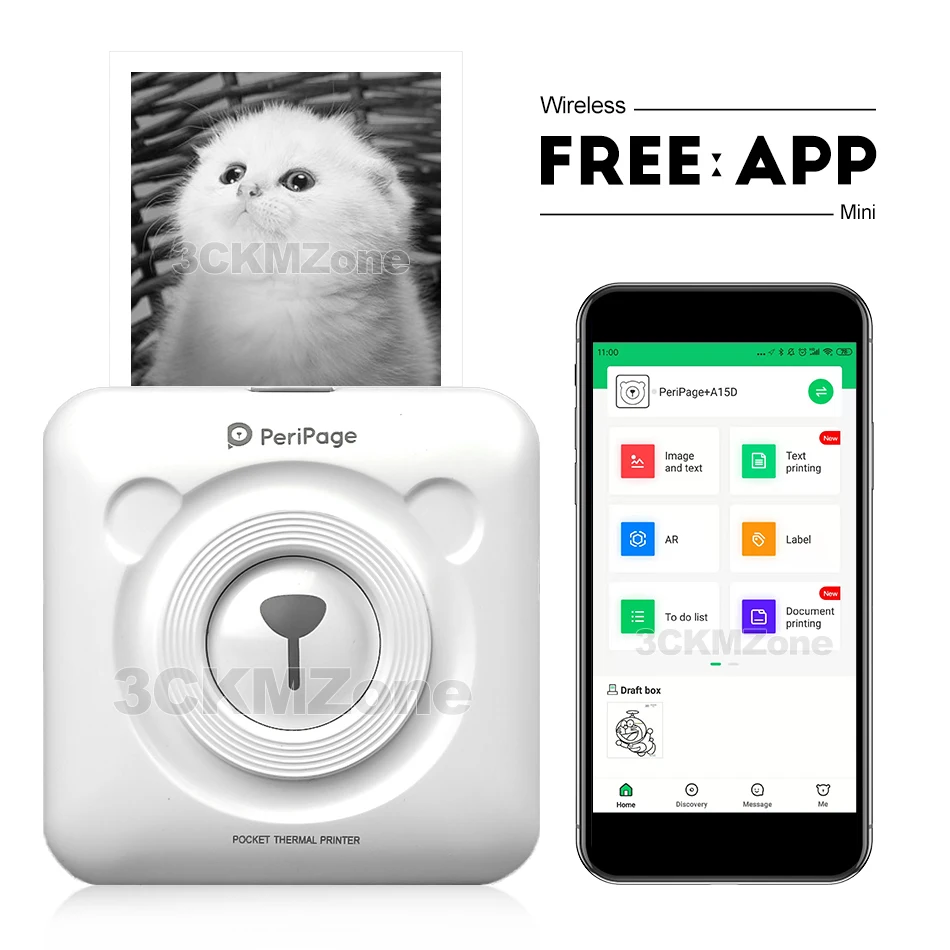 Портативный Bluetooth беспроводной фото принтер для печати Карманный PeriPage A6 Мини