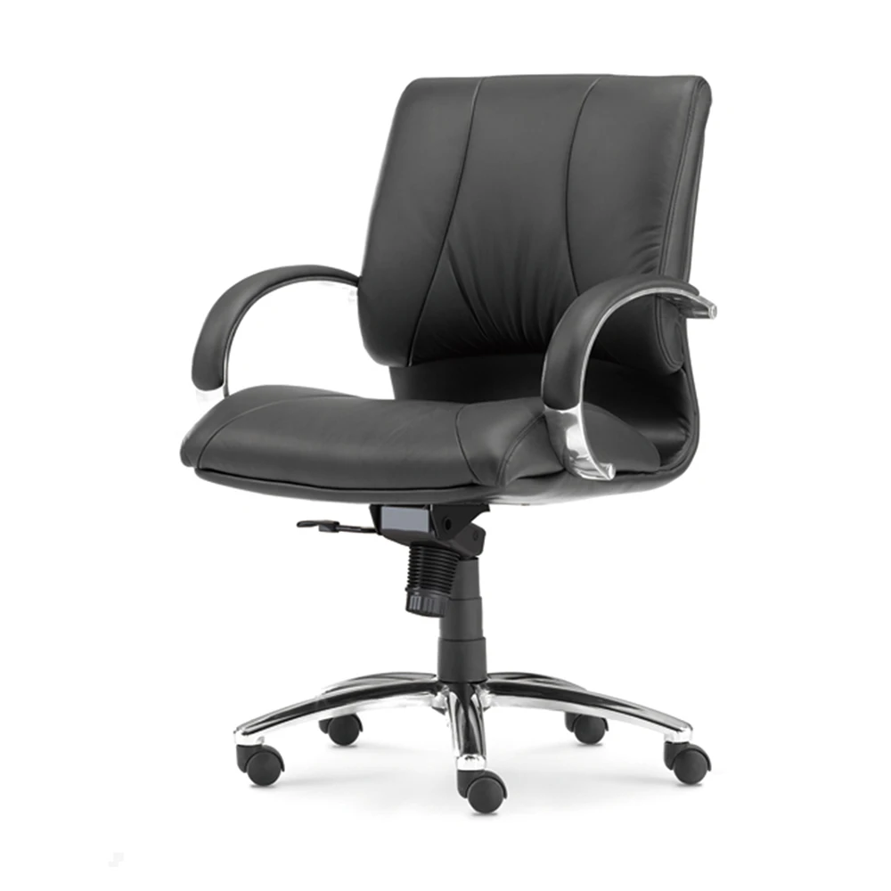 

Black Office Chair Ergonomic Boss Chairs Middle Back Computer Chairs Leather Game Chair High Quality Armrest 5 Supportive Feet