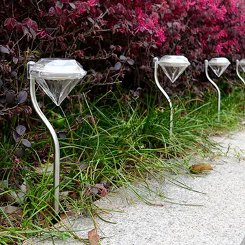

4pcs/set LED Solar Powered Diamonds Lawn Light Pathway Garden Stake Lamp Color Changing Eco-Friendly LED Walkway Lights