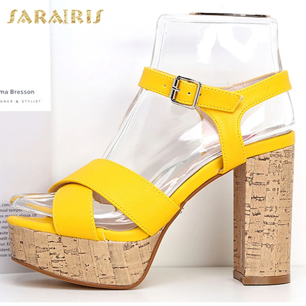 

Sarairis 2020 New Design High Heels Summer Sandals Woman Shoes Dropship Platform Buckle Strap Concise Shoes Women Sandals