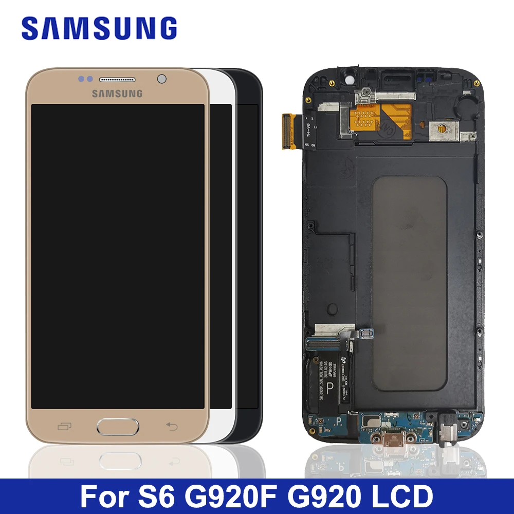 G920F ЖК-дисплей для samsung Galaxy S6 G920 G920F ЖК-дисплей дигитайзер сенсорный экран с рамкой для samsung G920f дисплей в сборе