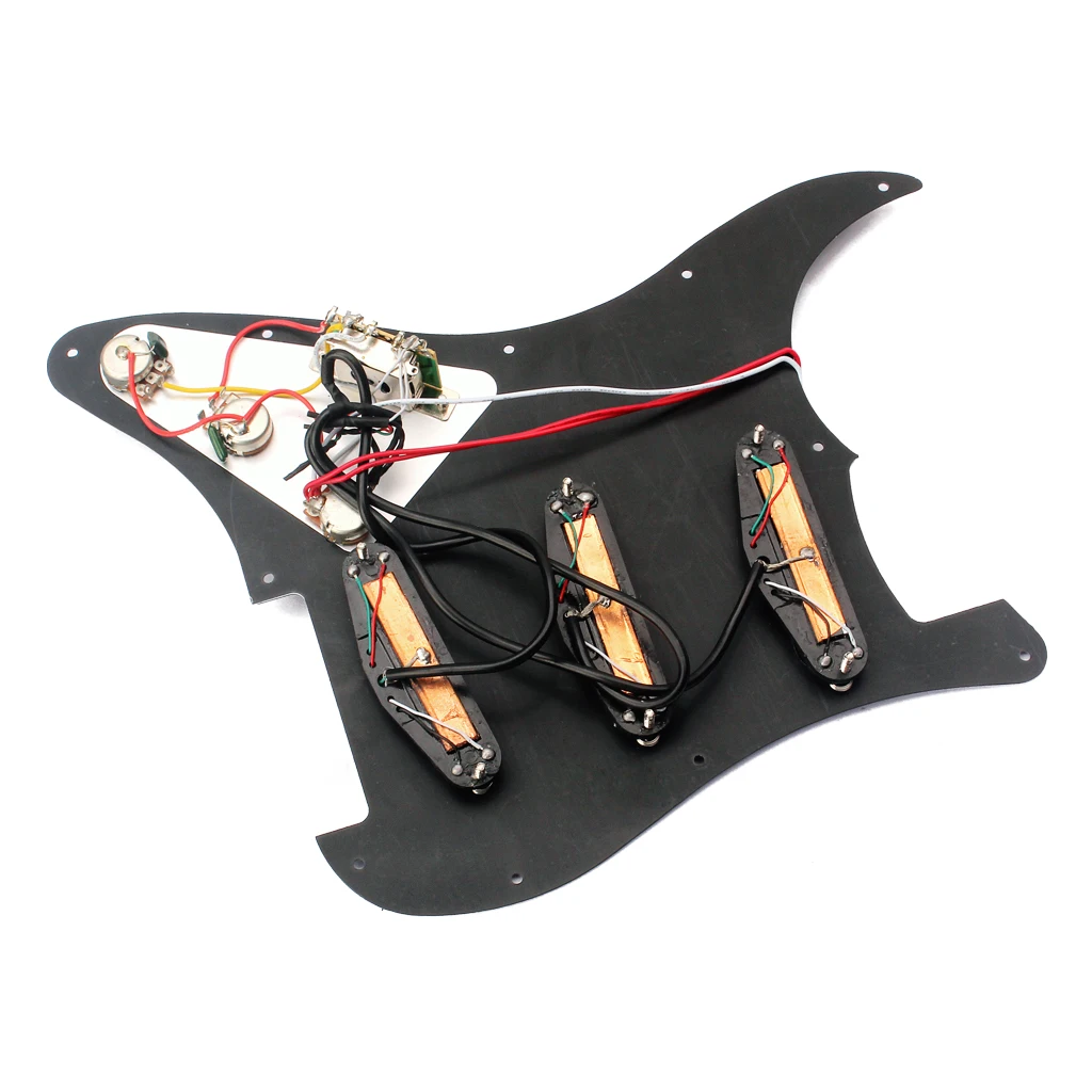 Электрогитара загружена Prewired Pickguard 3 слоя 11 Отверстие для Fender гитара Stratocaster части черный