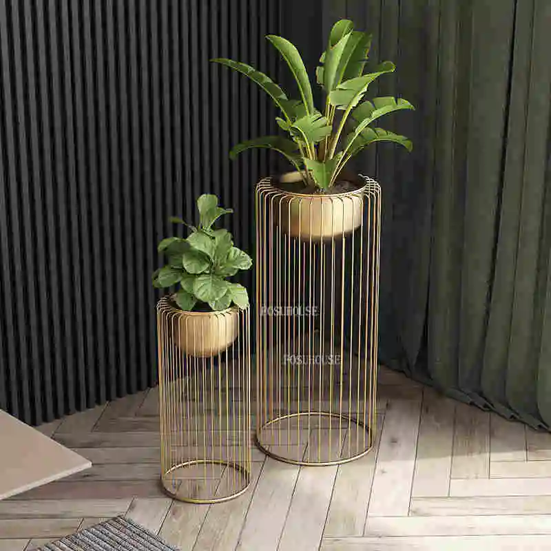 Nordic Plant Shelves Minimalist Wrought Iron Floor-standing Living Room Flower Pot Plant Stand Green Radish Balcony Stand plant stand