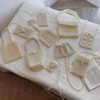 

Handmade Women Pearl Bags Ladies Evening Party Vintage Beaded Handbag Female Elegant Shoulder Crossbody Bag Mini Tote SS0430