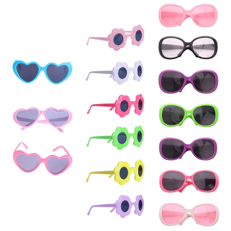 Doll Sunglasses Heart Shape Frame And Sun Frame Fit 43cm Baby Dolls And 18- Inch American Doll Accessories Gifts